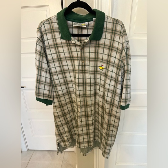 VTG SLAZENGER Masters Augusta Golf Shirt Polo Mens XXL Plaid 90s Logo Embroider